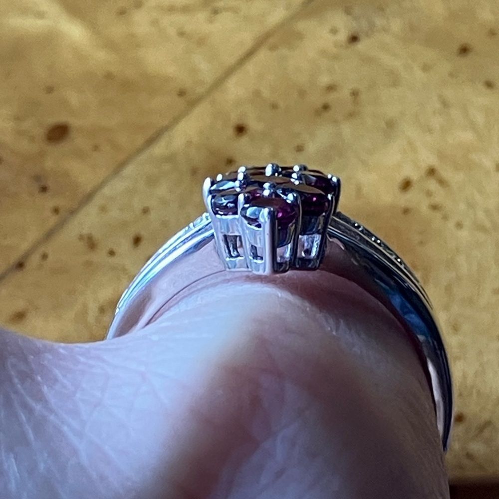Natural Raspberry Garnet Sterling Silver Ring Size 9.75 - Picture 2 of 10